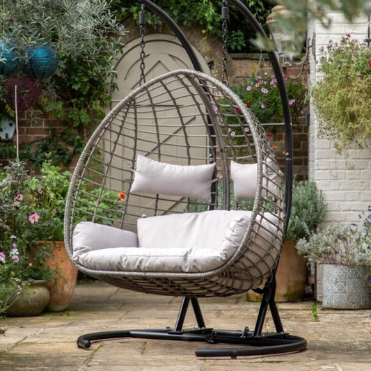 Double Hanging Egg Chair with Rattan Design – Indoor & Outdoor Use