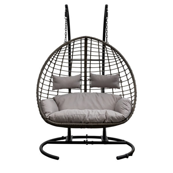 Double Hanging Egg Chair with Rattan Design – Indoor & Outdoor Use