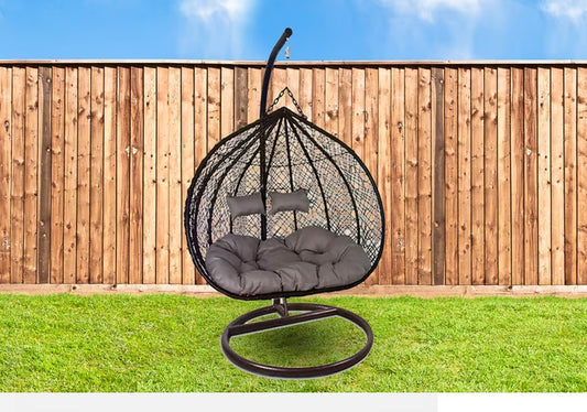 2 Persons Hanging Egg Chair with Stand – Comfortable Outdoor Swing Seat