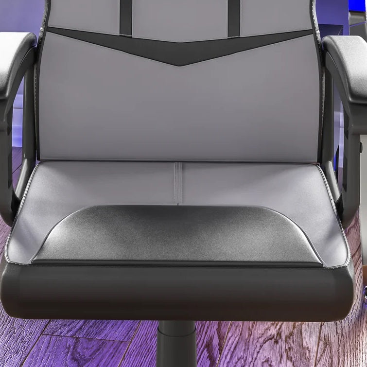 Adjustable Grey Gaming Chair with Ergonomic Design & Faux Leatherg