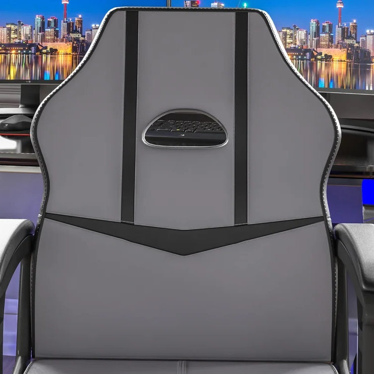 Adjustable Grey Gaming Chair with Ergonomic Design & Faux Leatherg