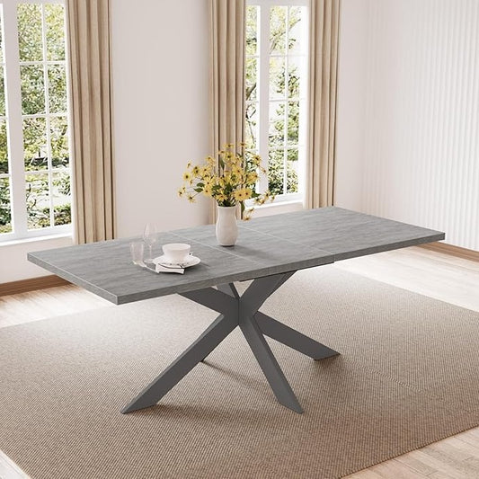 Small Extending Dining Table with High-Gloss Marble-Effect Top – Seats 6 to 8