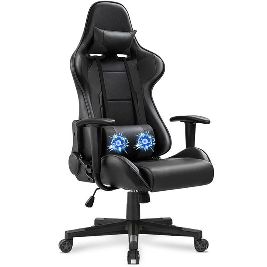 Ergonomic PU Leather Gaming Chair with Adjustable Headrest & Lumbar Support